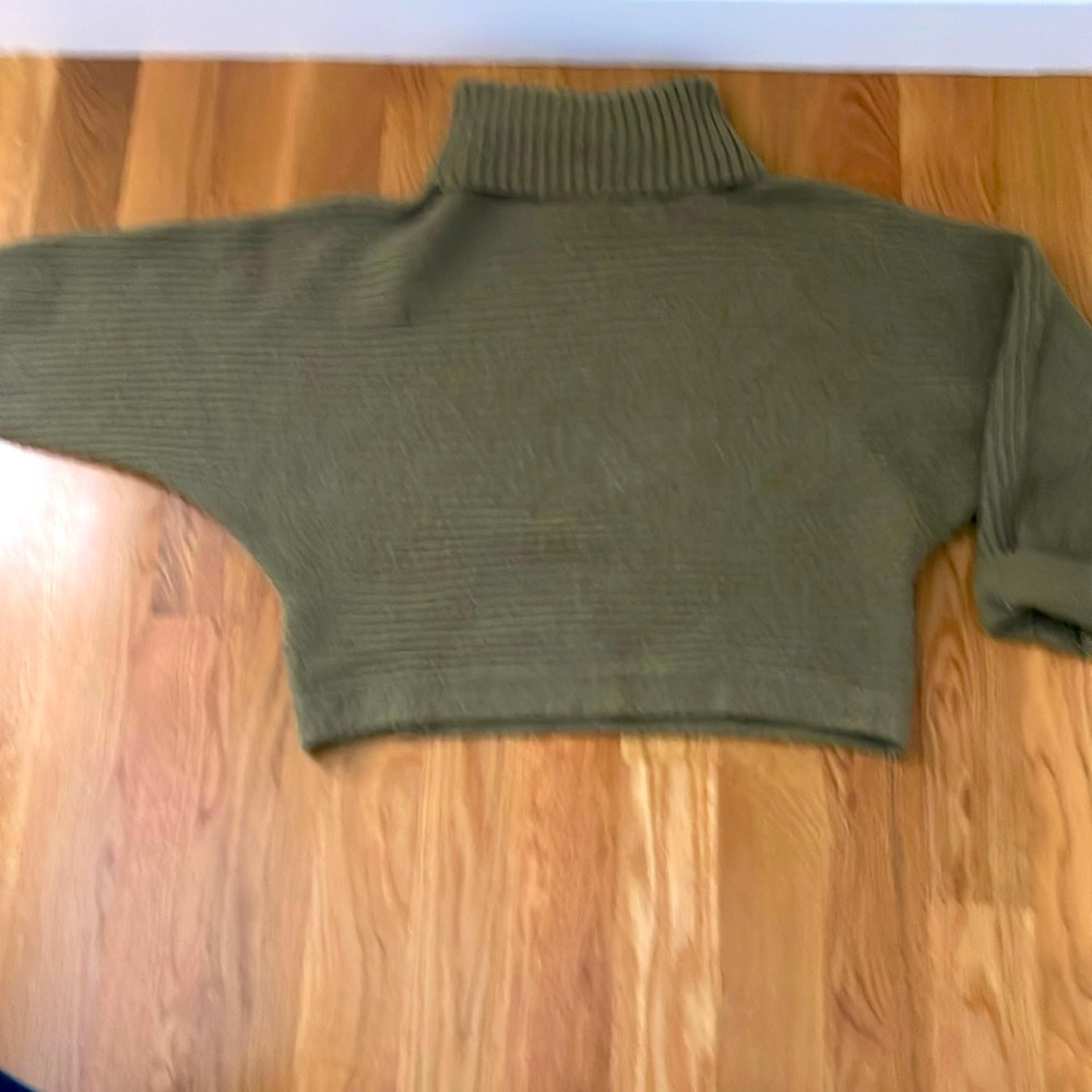 Beautiful olive green ribbed cowl sweater